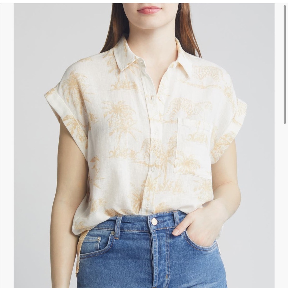 Rails Whitney Short Sleeve Linen Blend Button-Up Shirt